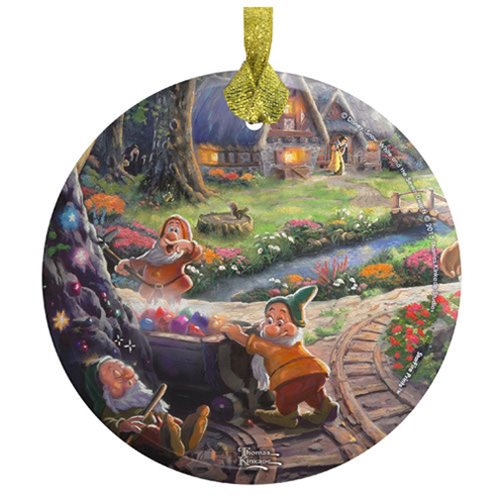Snow White and the Seven Dwarfs Sneezy Bashful Sleepy Thomas Kinkade StarFire Prints Hanging Glass Ornament